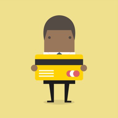 Afrika işadamı kredi kartı tutan.