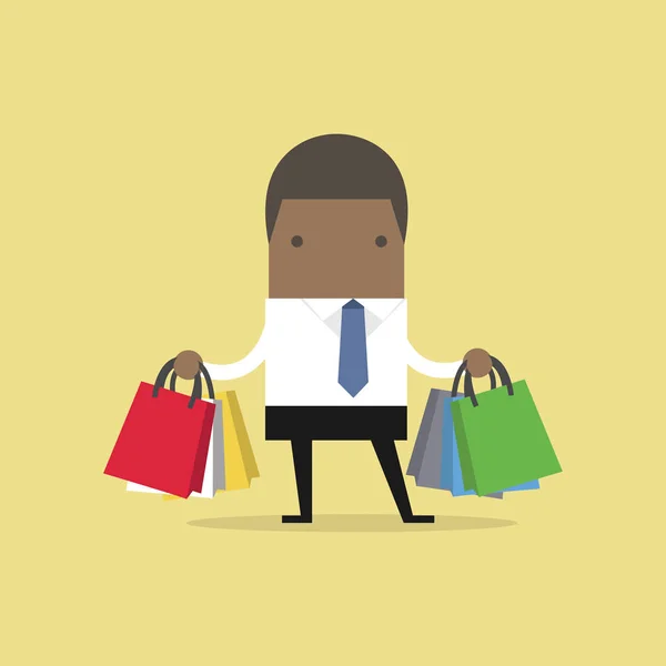 African Businessman Shopping Bags — Stock Vector