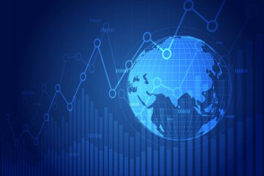 Hisse senedi grafiği. İş büyüme grafik grafik üzerinde koyu arka plan tasarım ticaret borsa yatırım. Grafik, boğa noktası eğilimini.