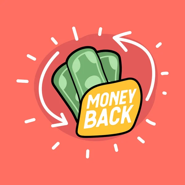 Χρήματα Πίσω Χέρι Συντάσσονται Τραπεζογραμμάτια Εικονίδιο Επιστροφή Χρημάτων Ετικέτα Επιστροφής — Διανυσματικό Αρχείο
