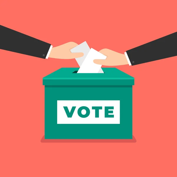 Επιχειρηματίας Χέρι Βάζοντας Ψηφοδέλτιο Στην Κάλπη Ψήφου Έννοια Στυλ Επίπεδη — Διανυσματικό Αρχείο