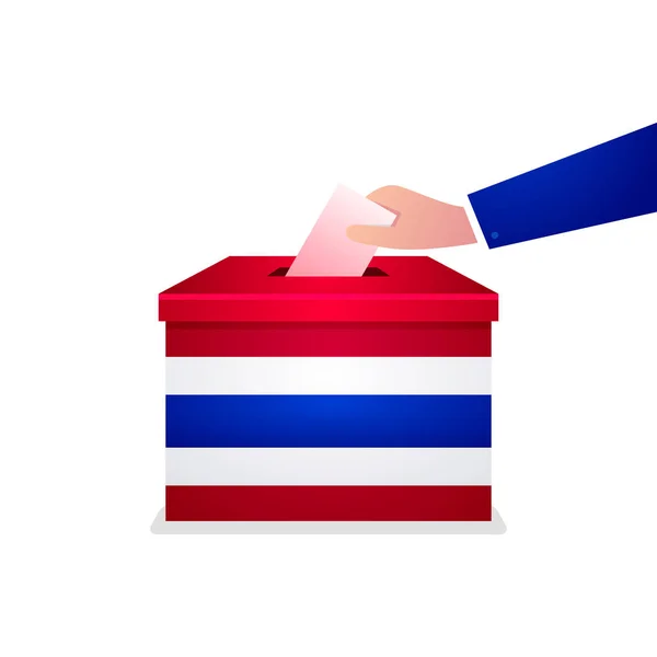 Elezioni Generali Thailandesi 2019 Carta Elettorale Mano Nelle Urne — Vettoriale Stock