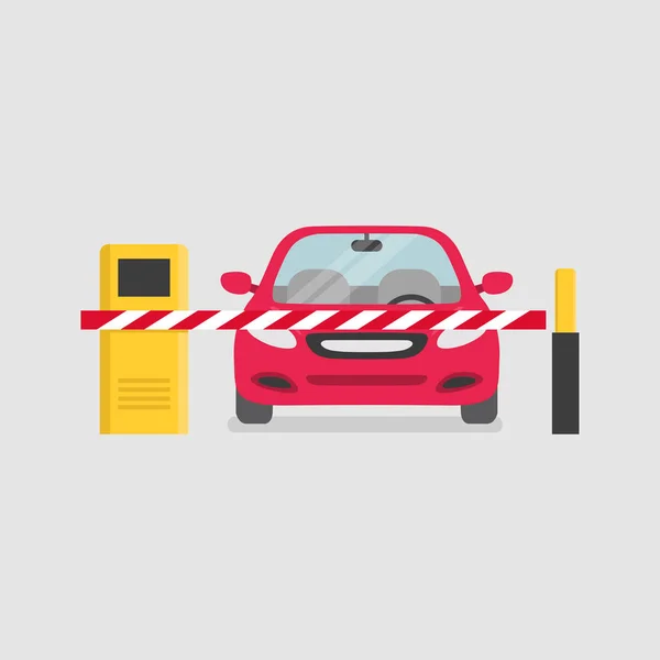 Entrée Parking Avec Barrière Sécurité Guichet Automatique — Image vectorielle