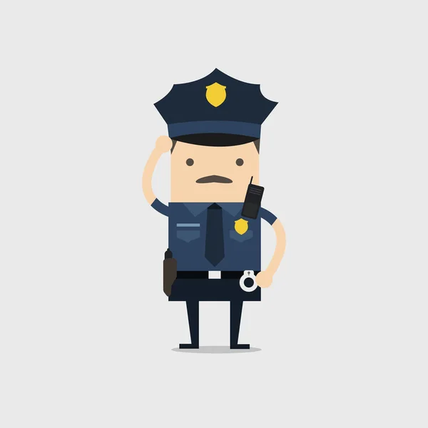 Oficial Policía Personaje Dibujos Animados Policía Divertido — Vector de stock