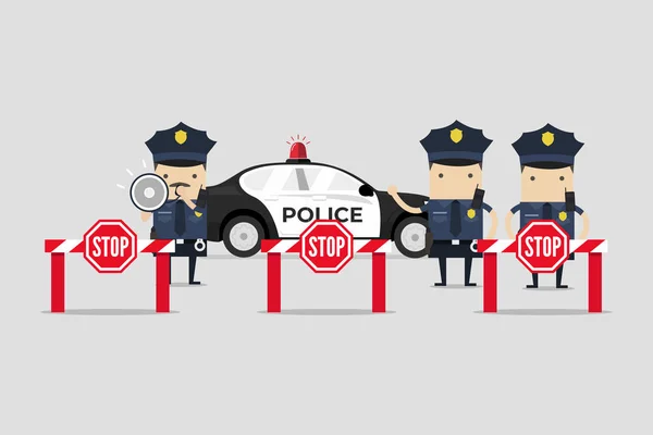 Police Closing Road — Stock Vector