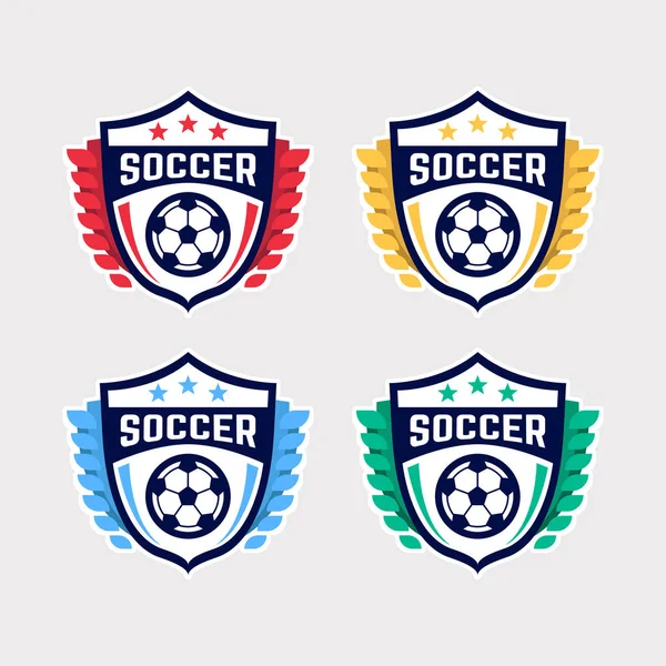 Futbol Logo Veya Futbol Kulübü Işareti Rozet Set — Stok Vektör