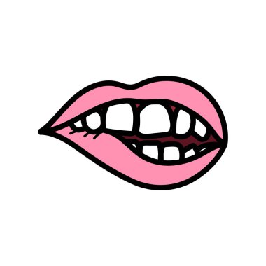 Pembe dudaklar doodle ısırma.