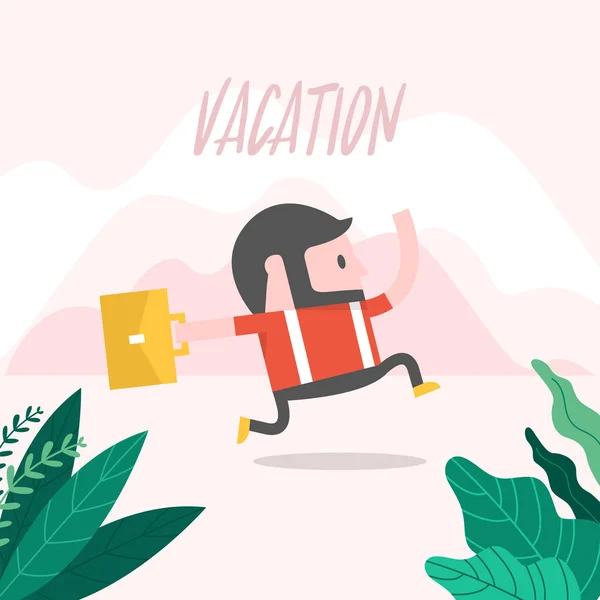 Businessman Running Vacation — Stock Vector