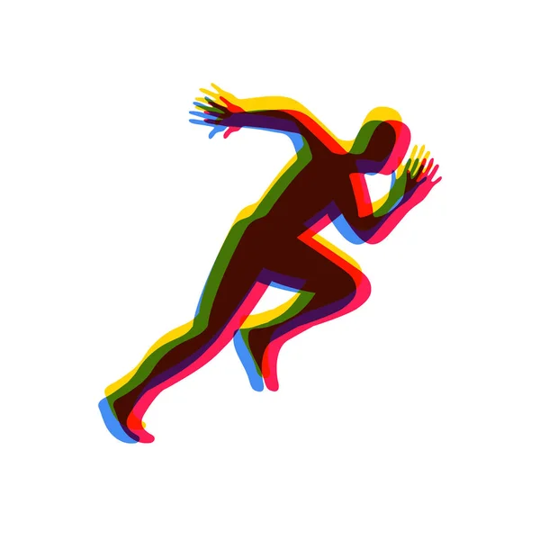 Siluetas Atleta Corriendo Hombre Corriendo — Vector de stock