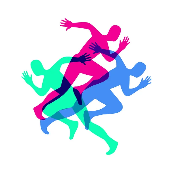 Silhouette of a running man. Sport colorful poster.