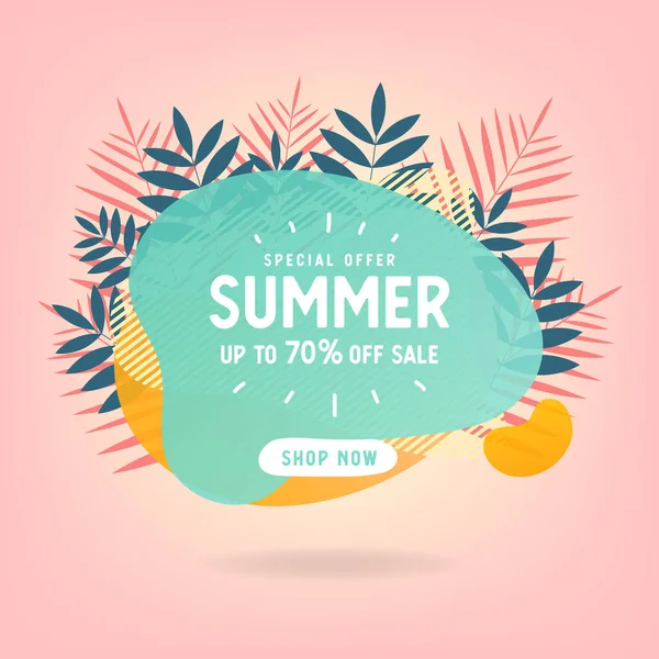 Sommerverkauf Mit Tropischem Strand Helle Farbe Hintergrund Layout Banner — Stockvektor