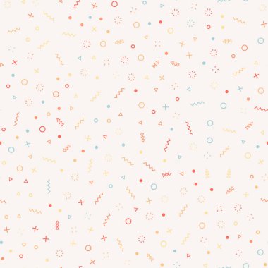 Moda ve duvar kağıdı için Geometrik Memphis tarzı dikişsiz desen.