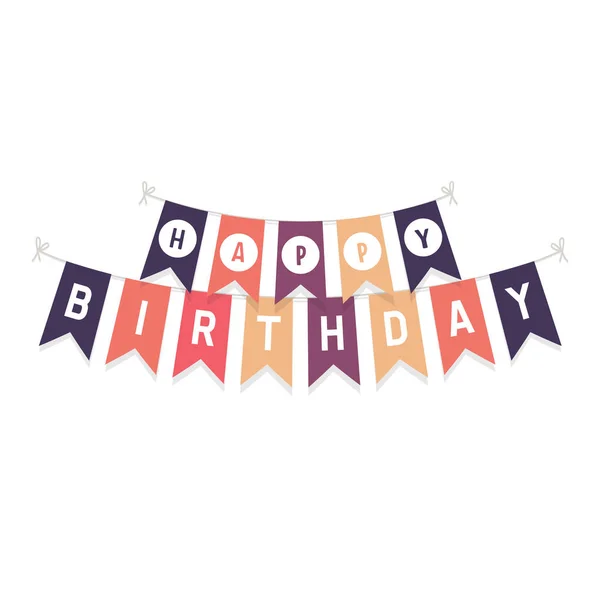 Bandeiras Bonito Bunting Com Letras Feliz Aniversário Isolado Fundo Branco — Vetor de Stock