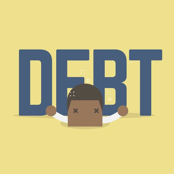 Duży Dług Jest Ponad Afrykańskiego Biznesmena — Wektor stockowy