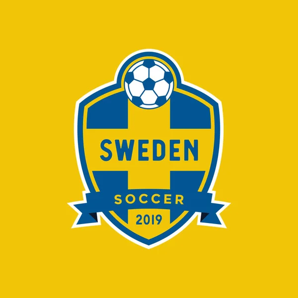 Zweden Vlag Kampioenschap Voetbal Crest — Stockvector