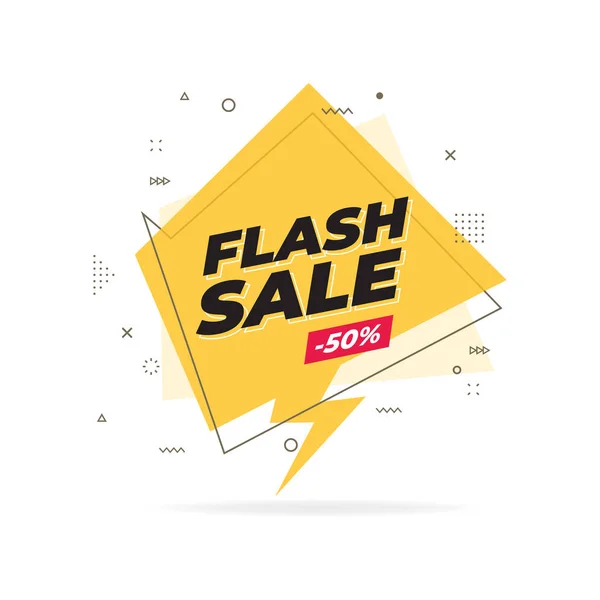 Flash Verkauf Trendige Flache Geometrische Banner Flash Sale Etikett Memphis — Stockvektor