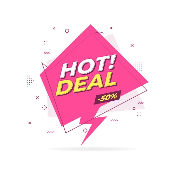 Hot Deal Banner Geométrico Plana Moda Hot Deal Rótulo Estilo —  Vetores de Stock
