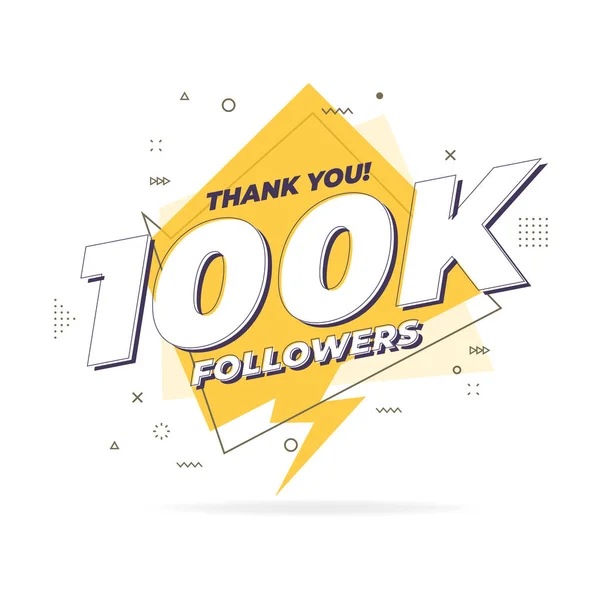 Thank you 100,000 followers trendy flat geometric banner.