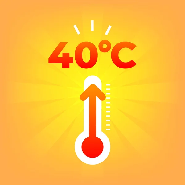 Termómetro Calor Grados Centígrados Tiempo Verano — Vector de stock