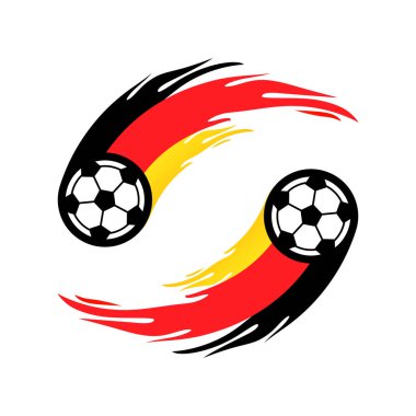 Almanya bayrağında ateş kuyruklu futbol veya futbol.