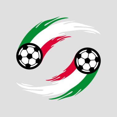 İtalya bayrağında ateş kuyruklu futbol veya futbol.