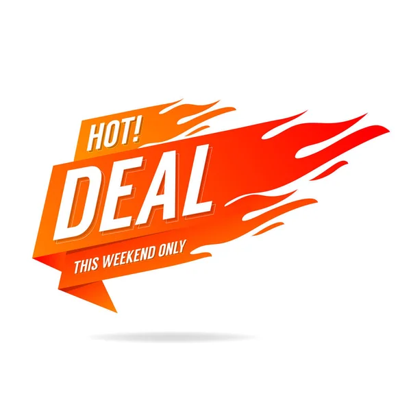 Bannière Hot Deal Week End Seulement Grande Vente Rabais — Image vectorielle