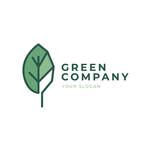 Résumé Ligne Feuilles Verte Sur Fond Blanc Concept Logo Feuille — Image vectorielle