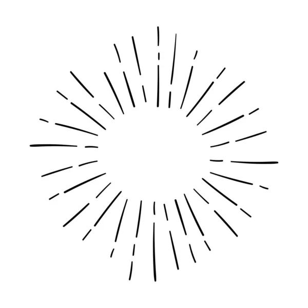 Esplosione Sunburst Disegnato Mano Elemento Design Fuochi Artificio Black Rays — Vettoriale Stock