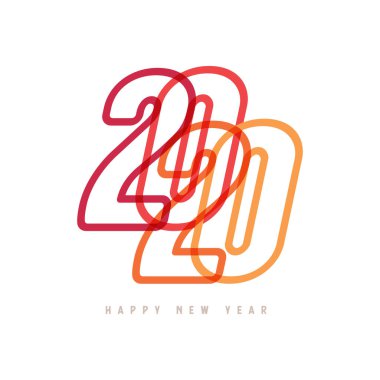 Renkli Mutlu Yeni Yıl 2020 Metin Tasarımı.