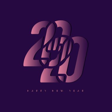 Mutlu yeni yıl 2020 metin tasarım.