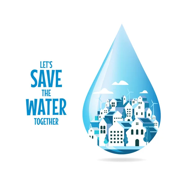Salvar Conceito Água Conceito Dia Água Eco Mundial — Vetor de Stock