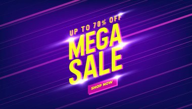 Mega satış banner şablon tasarımı. Büyük satış özel promosyon indirim afiş teklif.