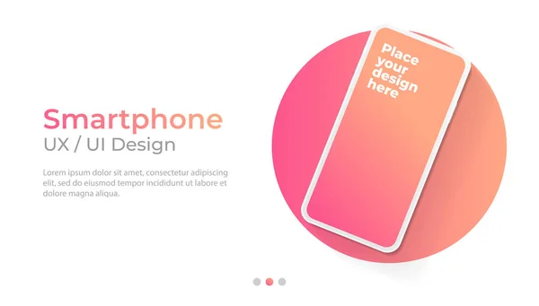 Smartphone mit leerem Bildschirm Banner, Attrappe. Vorlage für ui design interface. — Stockvektor