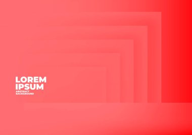 Gerçekçi kırmızı stüdyo duvarı, boş oda içi minimal kare geometrik şekiller 3D.