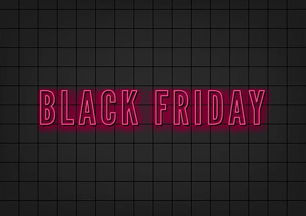 Black Friday Neon Sign Black Tiles Background Concept Advertising Seasonal — Stock Vector
