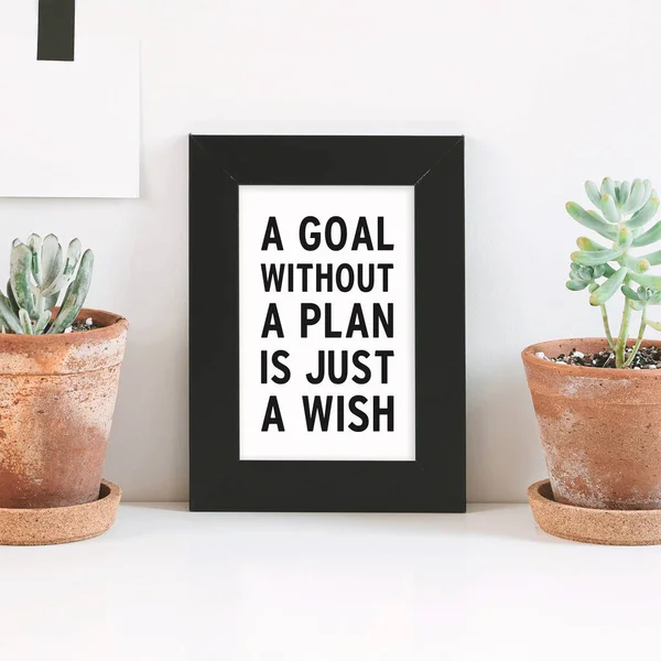 Inspirujący Cytat Cel Bez Planu Jest Tylko Życzeniem Kaktus Glinianych — Zdjęcie stockowe