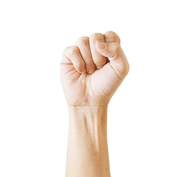 Asian Male Clenched Fist Isolated White Background Man Hand Fist — Stock Photo, Image