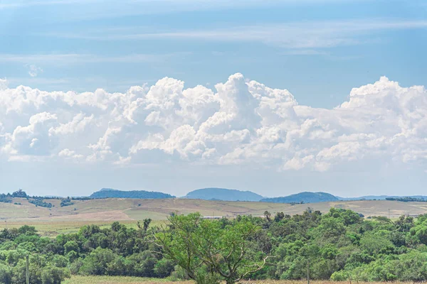 Paisaje Rural Bioma Pampa Sur Brasil Nubes Formadoras Lluvia Cumulunimbis — Foto de Stock