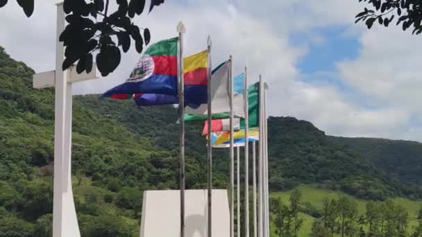 Banderas Ondeando Punto Turístico Brasil — Vídeo de stock