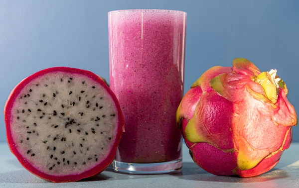 Glas Kopp Med Pitaya Juice Exotisk Frukt Även Känd Som — Stockfoto