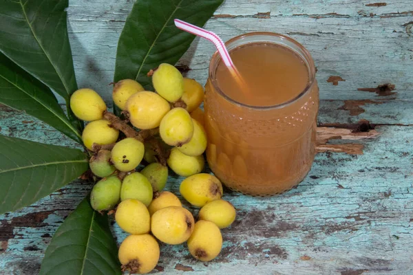 Κίτρινος Χυμός Φρούτων Medlar Eriobotrya Japonica Φυτό Βοτανικής Οικογένειας Rosaceae — Φωτογραφία Αρχείου