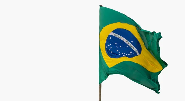 Bandeira Brasil Fundo Branco Símbolo Nacional Pavilhão Pátria Bandeira Brasileira — Fotografia de Stock