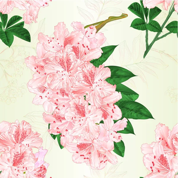 Flores Textura Inconsútil Rhododendrons Rosa Claro Ramitas Arbusto Vintage Vector — Archivo Imágenes Vectoriales