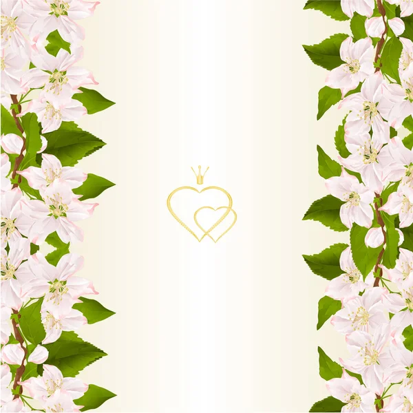 Floral Bordure Verticale Fond Sans Couture Avec Brindille Pommier Avec — Image vectorielle