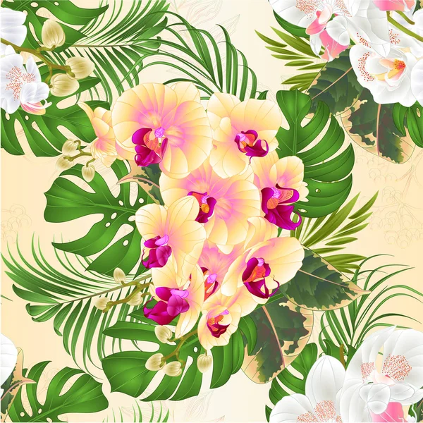 Ramo Textura Sin Costuras Con Arreglo Floral Flores Tropicales Con — Vector de stock