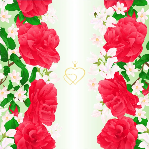 Floral Bordure Sans Couture Fond Vertical Avec Des Fleurs Camellia — Image vectorielle