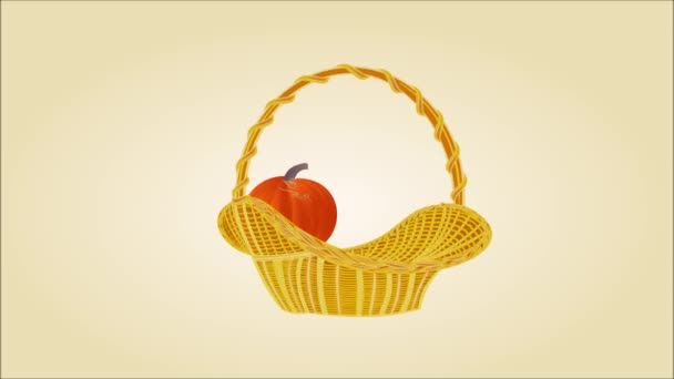 Video Animation Illustration Seamless Loop Thanksgiving Day Fruits Basket Healthy — Stock Video