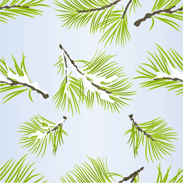 シームレス テクスチャ松枝編集手描緑豊かな針葉樹秋と冬の雪に覆われた自然な背景ベクトル図 — ストックベクタ