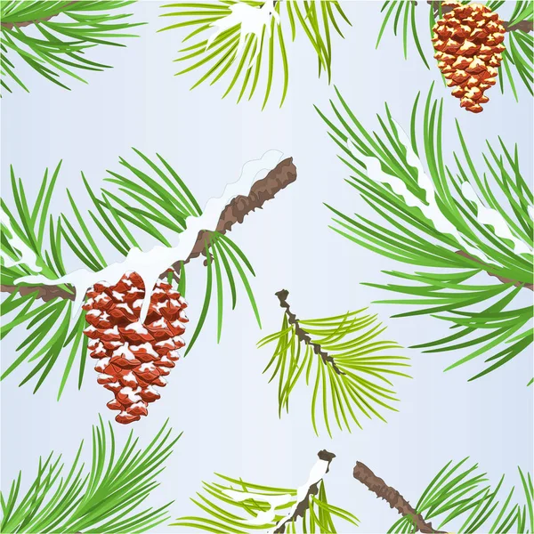 Naadloze Textuur Kerstmis Nieuwjaar Decoratie Dennenappels Gouden Sneeuw Pine Kegels — Stockvector