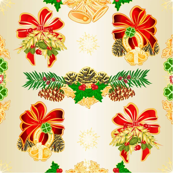 Textura Sin Costuras Navidad Año Nuevo Decoración Con Adornos Navidad — Vector de stock